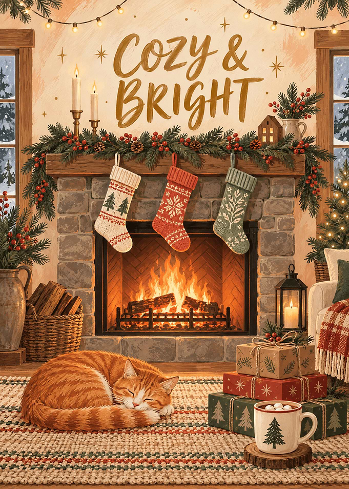 Cozy Christmas Fireplace Scene