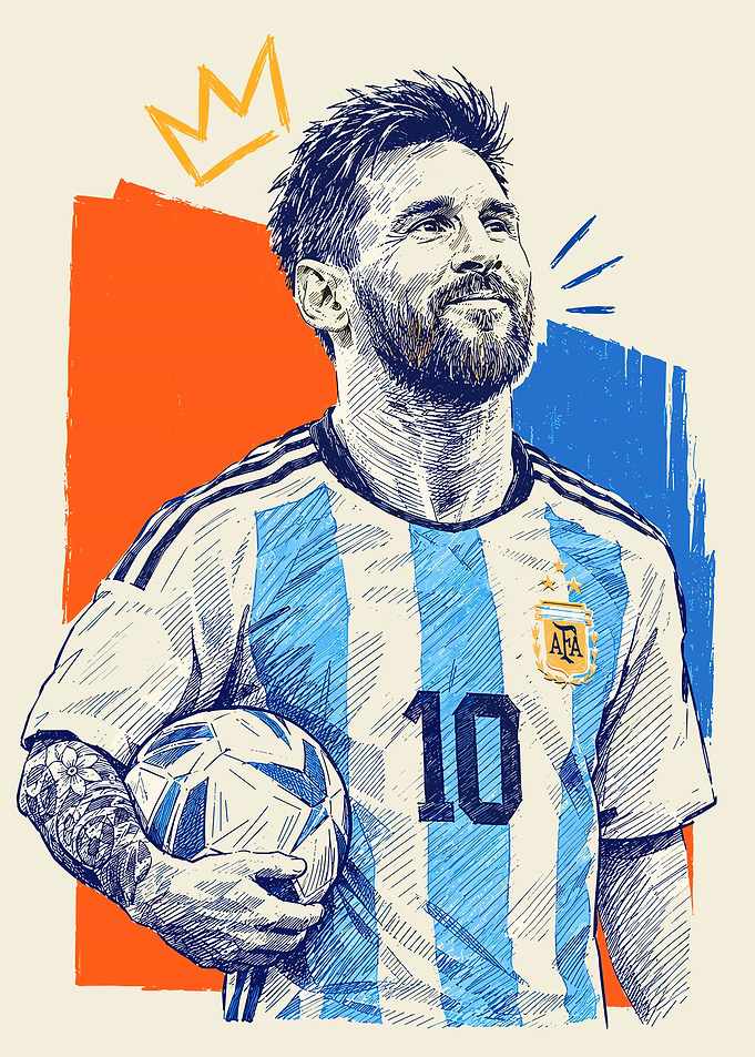 Lionel Messi Argentina Soccer Portrait