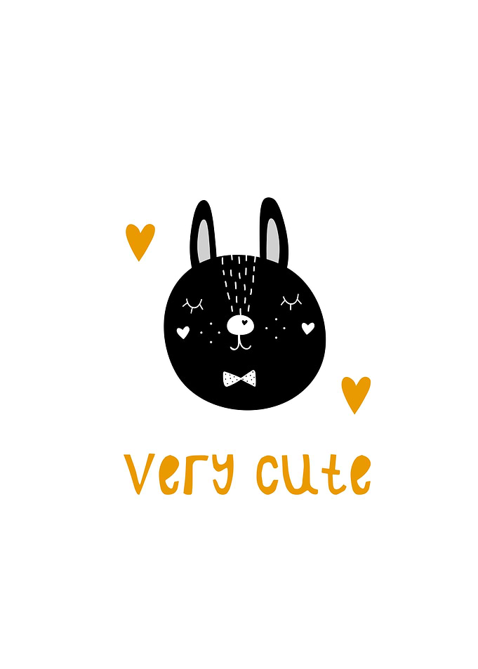 Cute Black Bunny Illustration