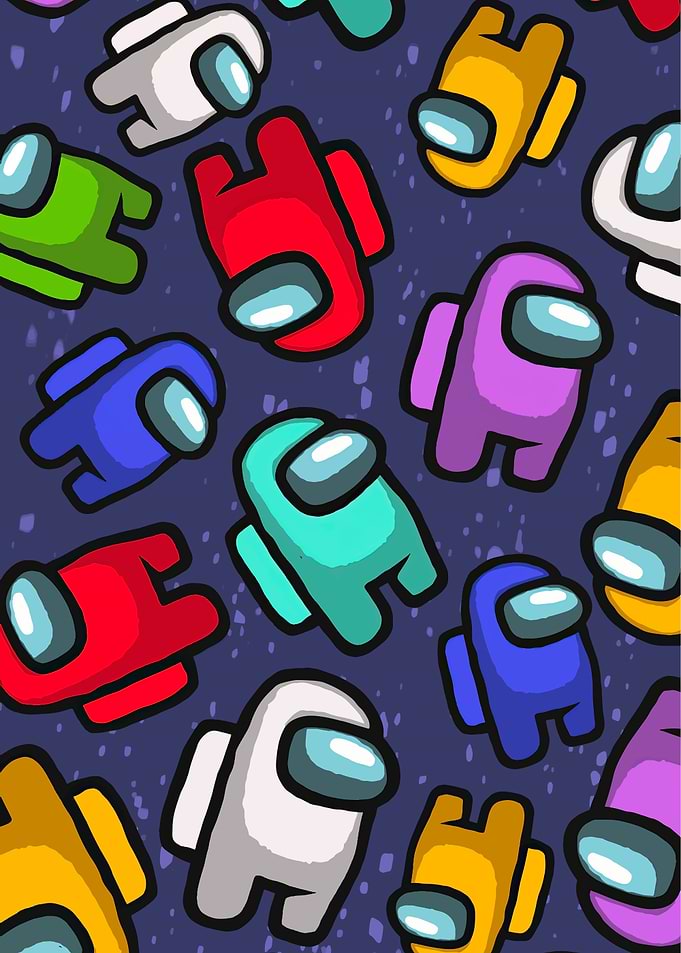 Among Us Crewmates Pattern Wallpaper