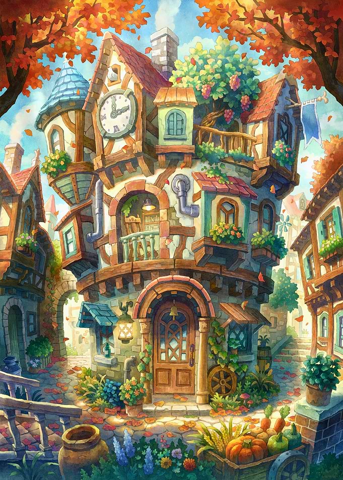 Whimsical Fantasy Clock Tower House