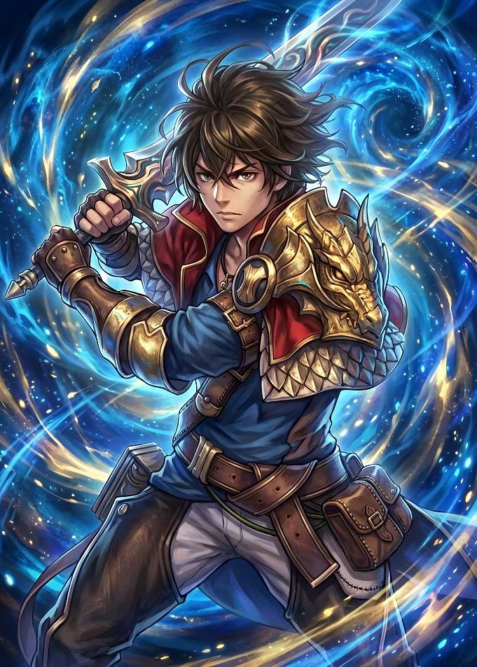 Anime Fantasy Warrior with Magic Sword