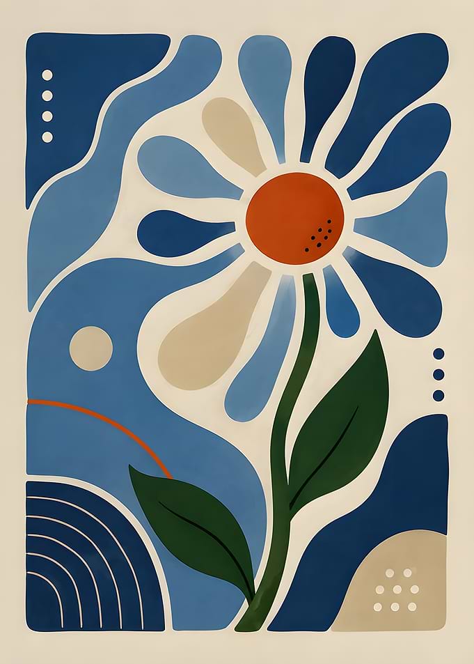 Abstract Mid-Century Modern Floral Art