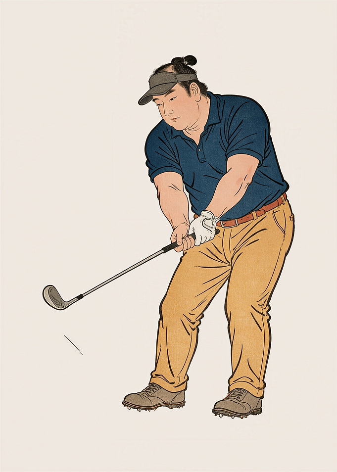 Golf - Woodblock Style Swing on the Green