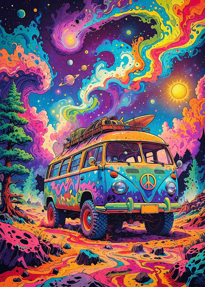Cosmic Van Psychedelic Trippy Art