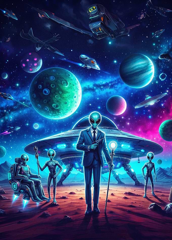 Alien Spaceship Trippy Space Art