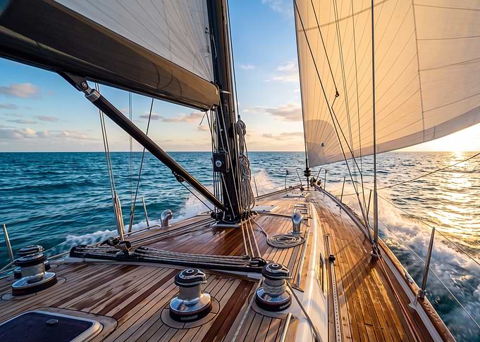 Sailing Yacht Deck at Sunset