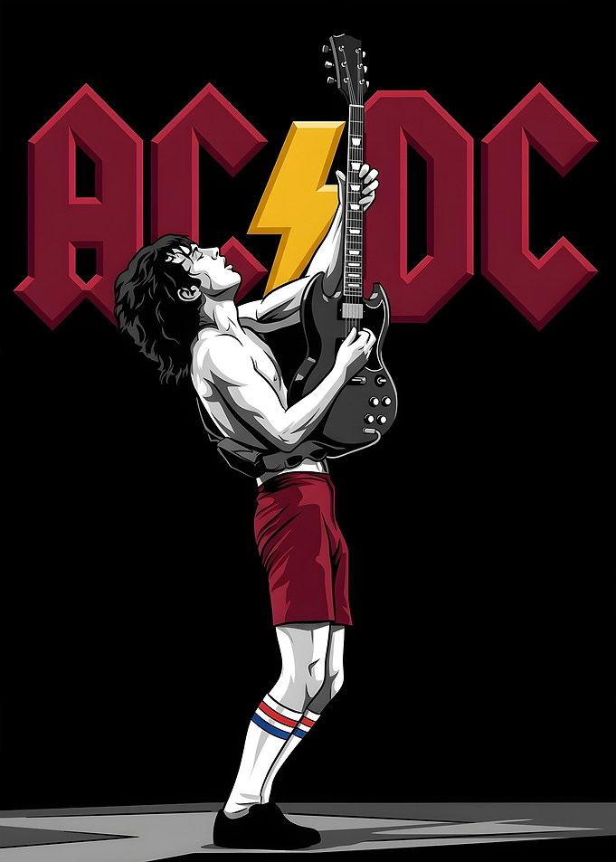 Angus Young AC/DC Guitar Solo Illustration