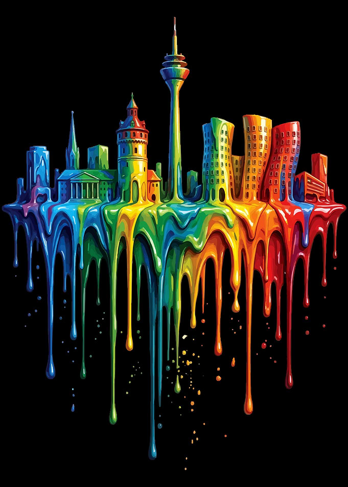 Colorful Melting Dusseldorf Cityscape