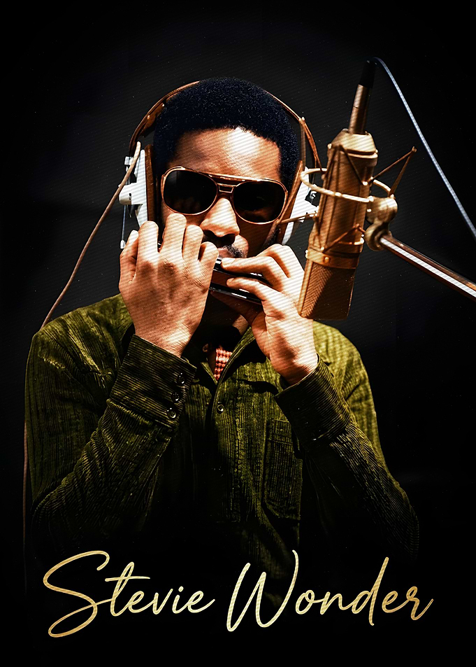 Stevie Wonder Playing Harmonica Portrait