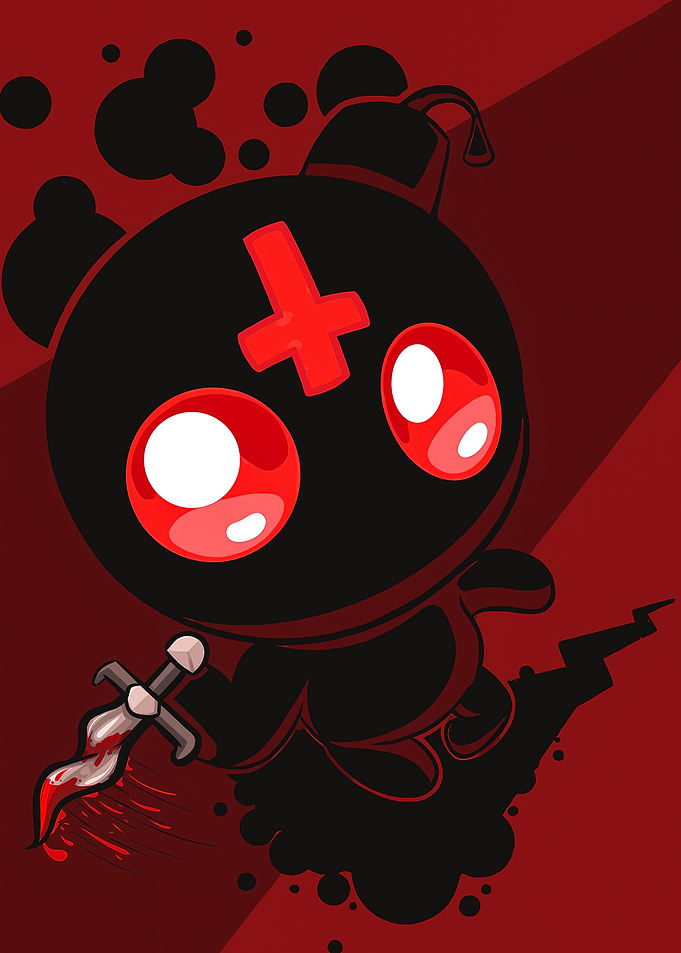 Chibi Bomb Character with Dagger