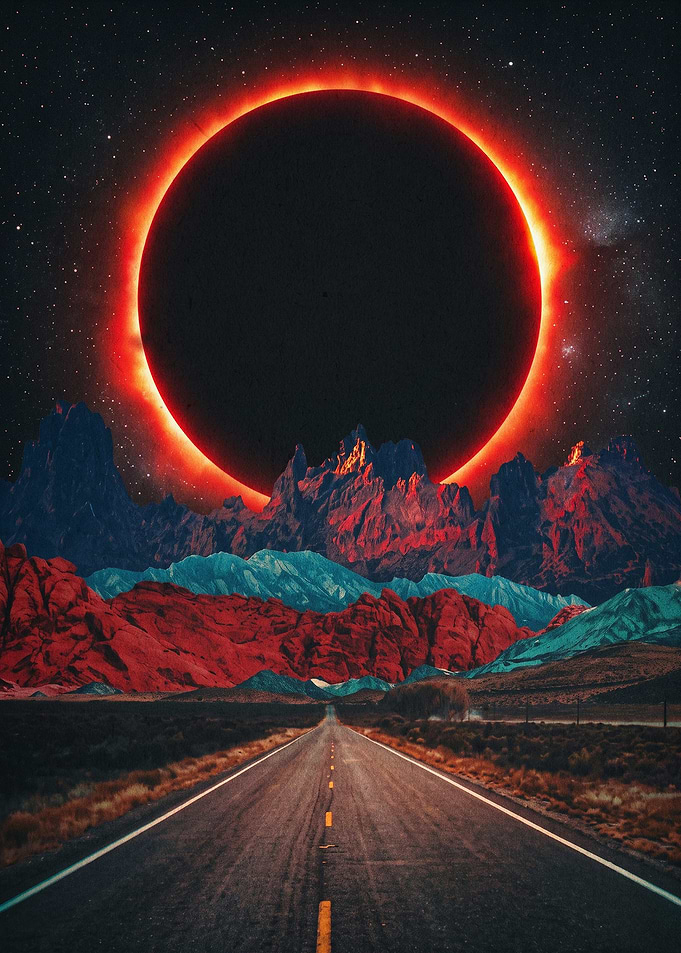 Solar Eclipse Surreal Road Art