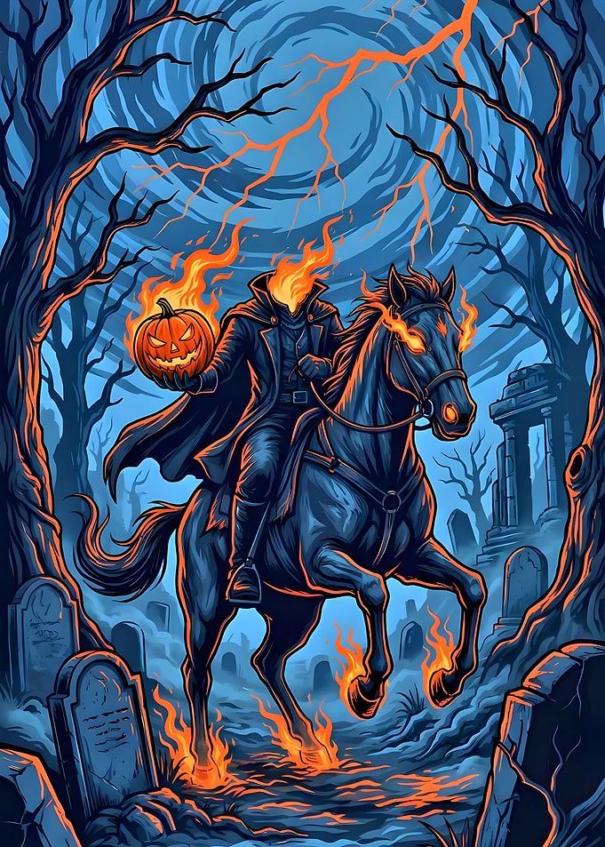 Headless Horseman in Graveyard
