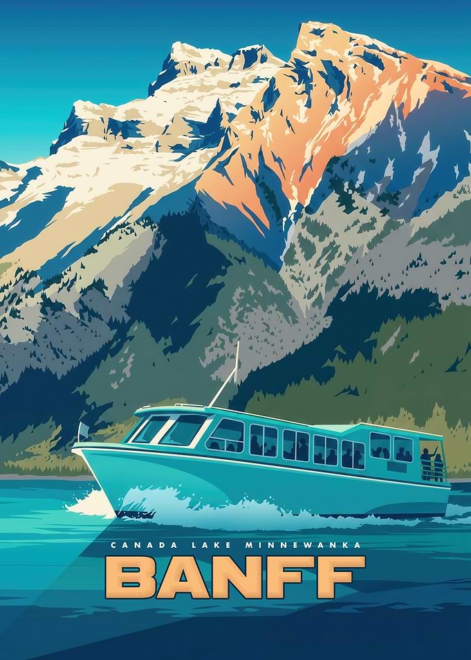 Banff Lake Minnewanka Travel Poster