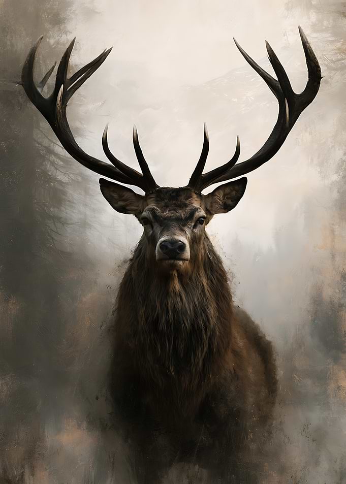 Majestic Stag in Misty Forest