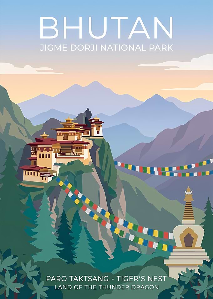 Bhutan Paro Taktsang Travel Poster