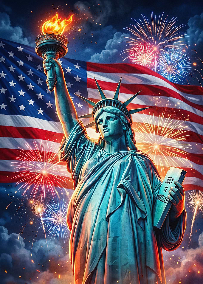 Statue Of Liberty USA Flag Art