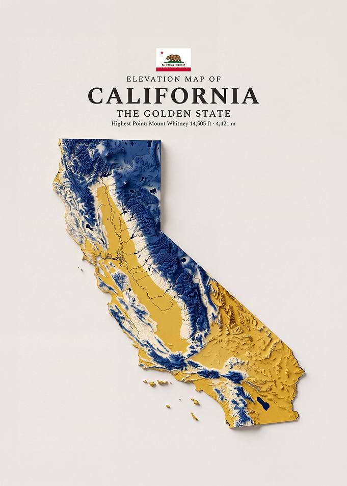 Elevation Map of California