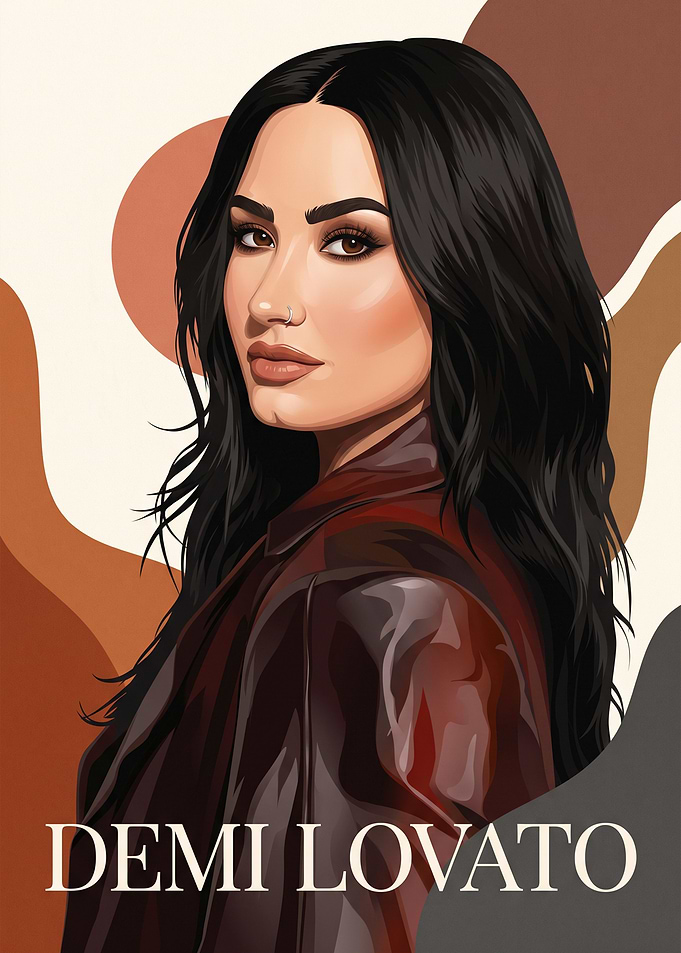 Demi Lovato Digital Portrait Illustration