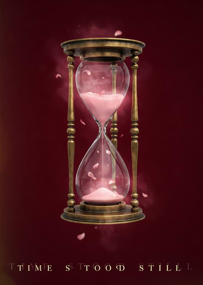 Hourglass with Falling Petals