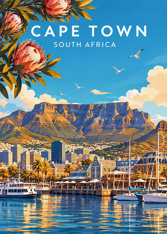 Cape Town South Africa Travel Poster