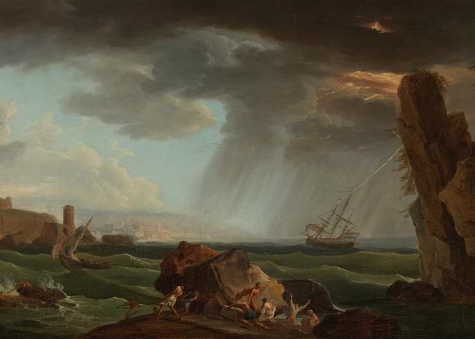Shipwreck in a Stormy Coastal Landscape