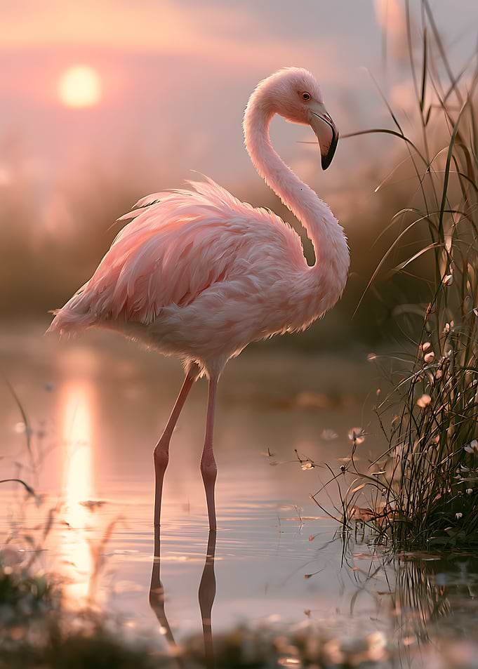 Elegant Flamingo at Sunset