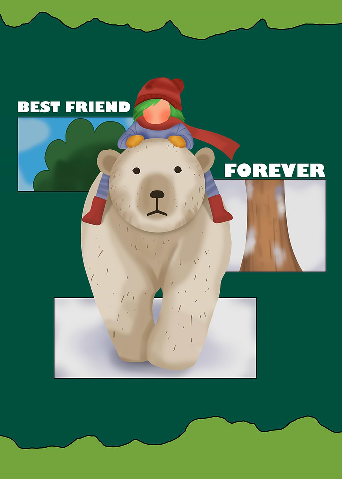 Best Friend Forever Polar Bear Illustration
