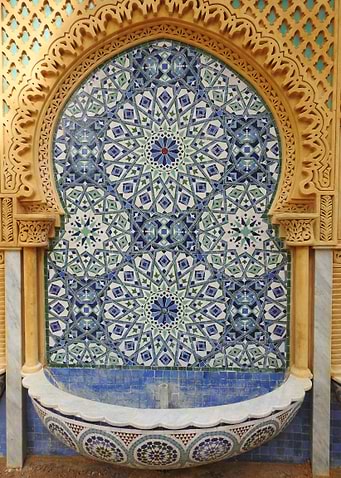 Ornate Moroccan Tile Wall Fountain
