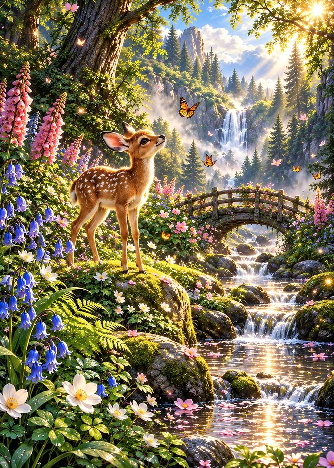 Fawn in a Magical Forest