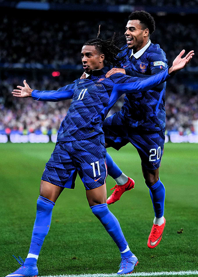 French Football Players Celebrating Goal