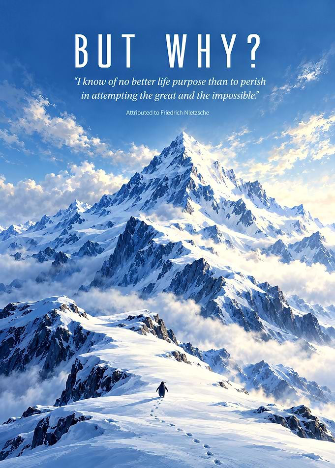 Inspirational Penguin Mountain Climb Poster
