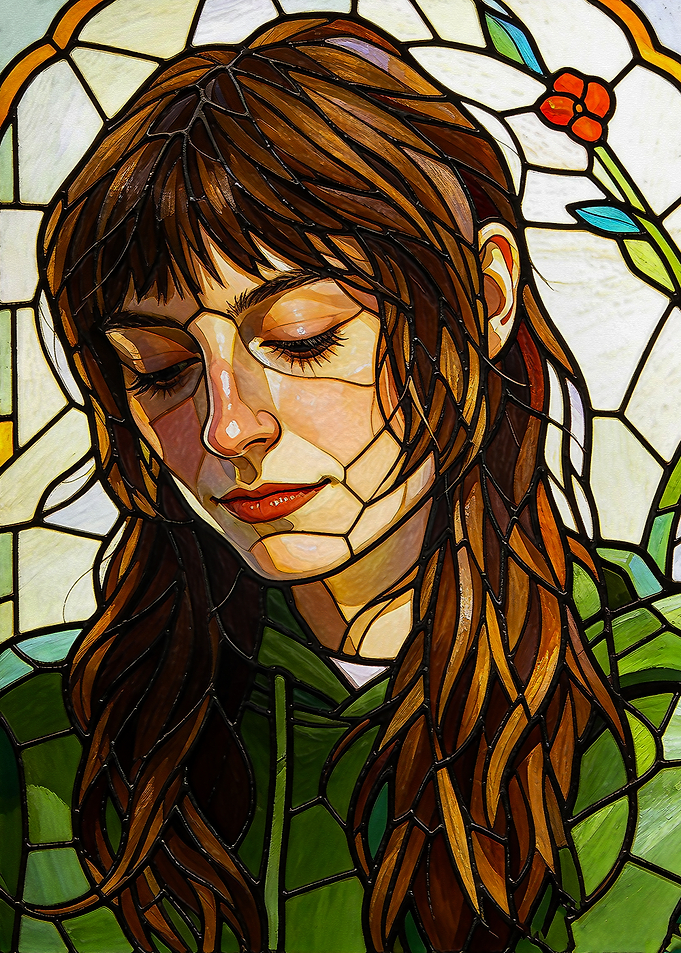 Stained Glass Portrait of a Woman