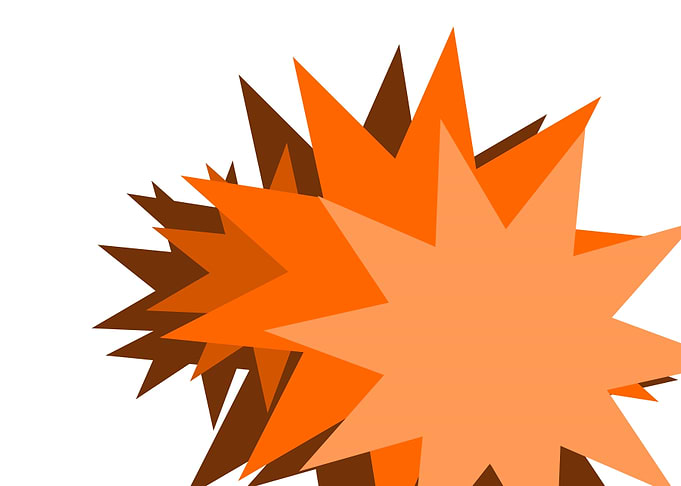 Layered Orange Starburst Graphic - Retro Pop Art