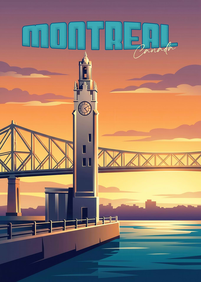 Montreal Clock Tower Travel Poster