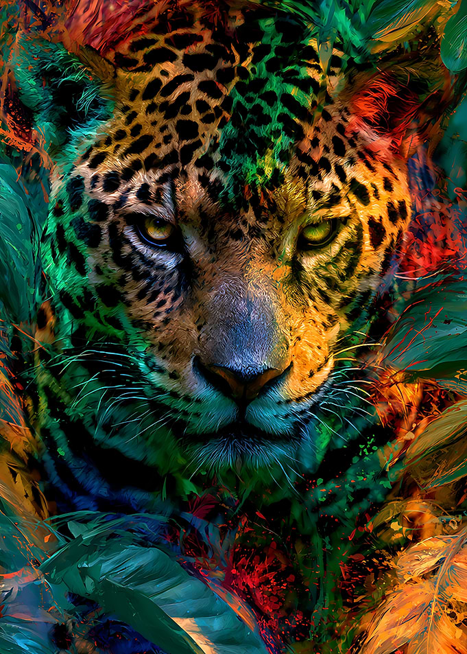 Vibrant Artistic Leopard Portrait