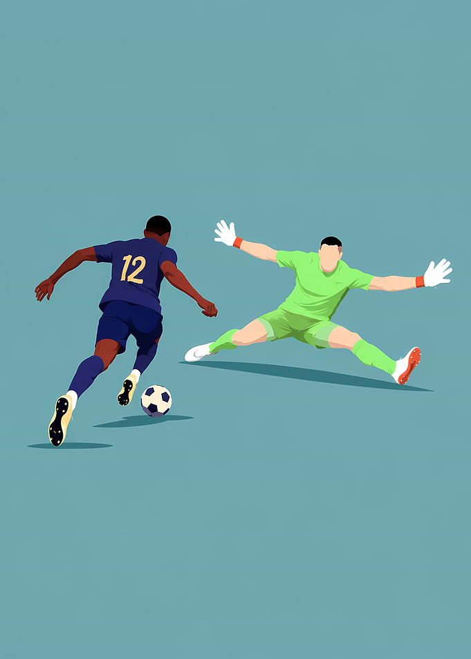Soccer Striker Versus Goalkeeper Illustration