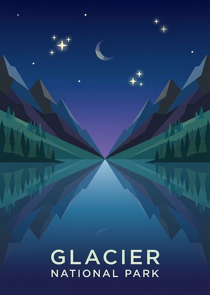 Glacier National Park Night Poster