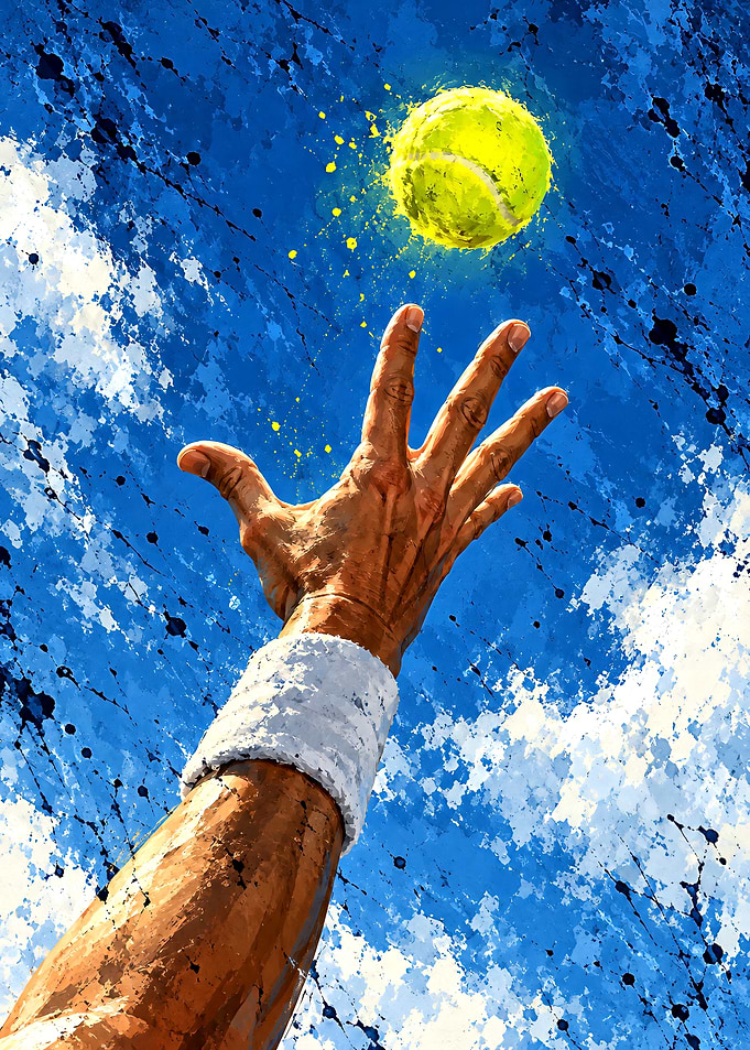 Tennis Player Serving Ball