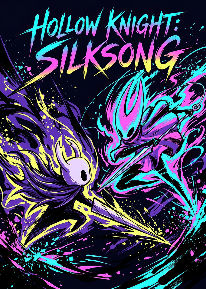 Hollow Knight Silksong Neon Battle Art