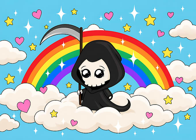 Cute Chibi Grim Reaper Illustration