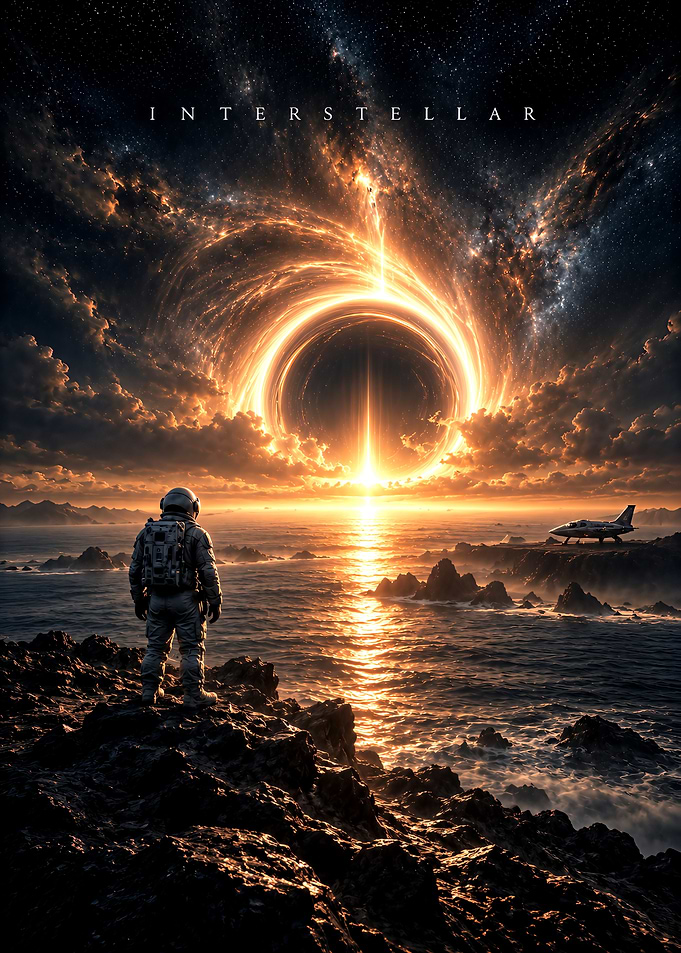 Interstellar Astronaut Overlooking Cosmic Horizon