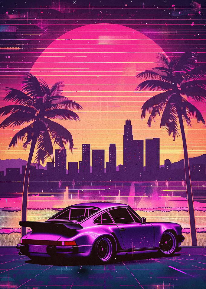 Synthwave Car Retro Poster Art