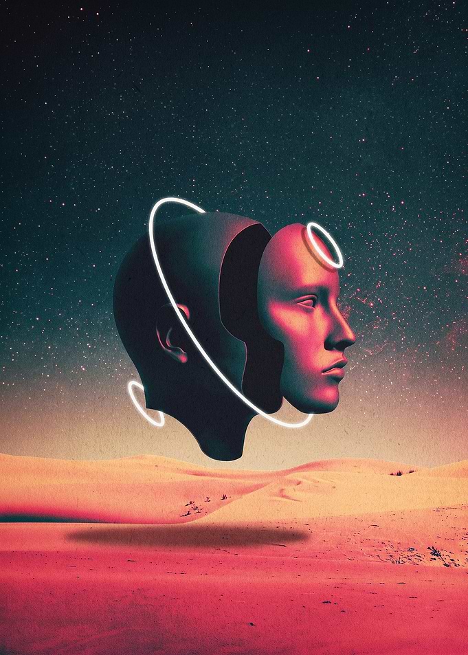 Surreal Mind Desert Neon Art