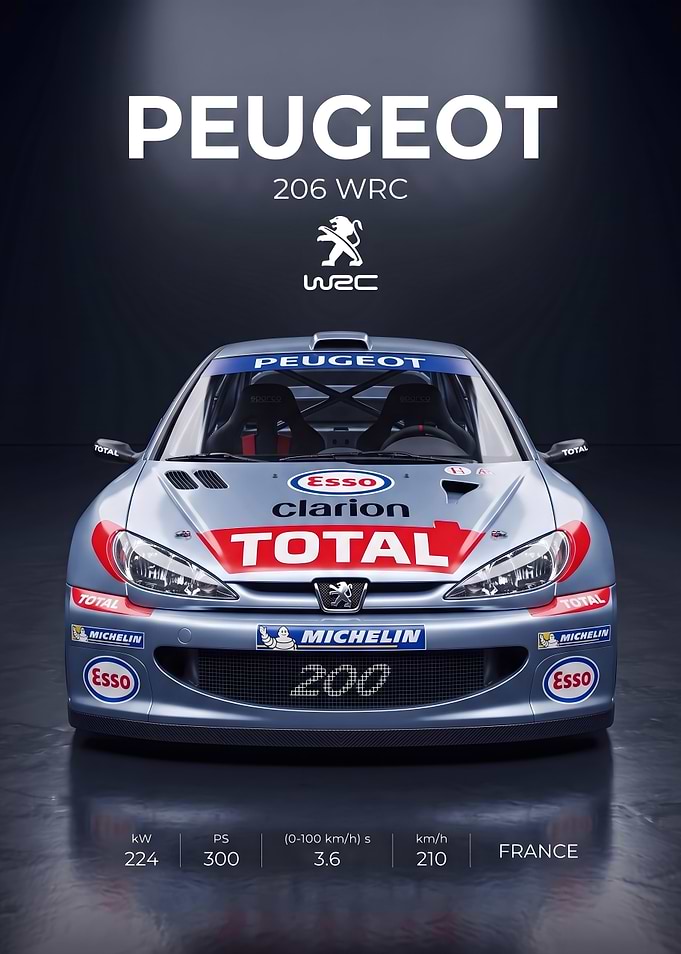 Peugeot 206 WRC Rally Car Poster