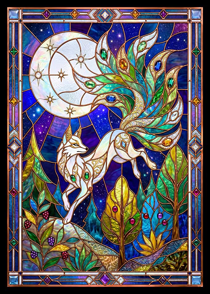 Stained Glass Nine-Tailed Fox