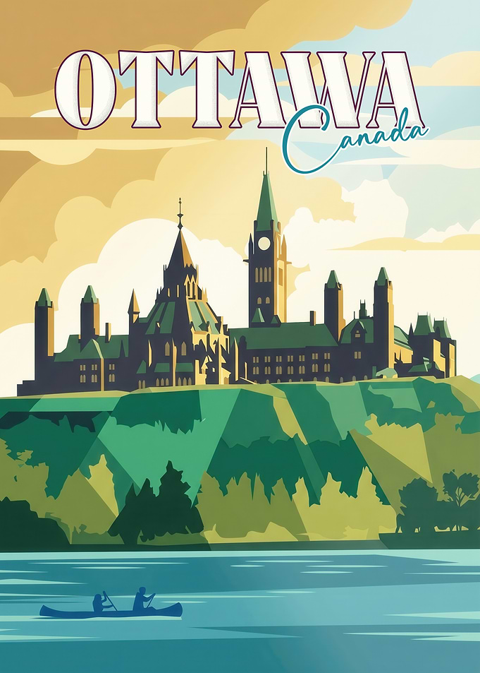 Ottawa Canada Vintage Travel Poster