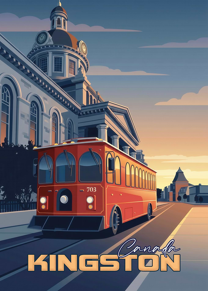 Kingston Canada Vintage Travel Poster
