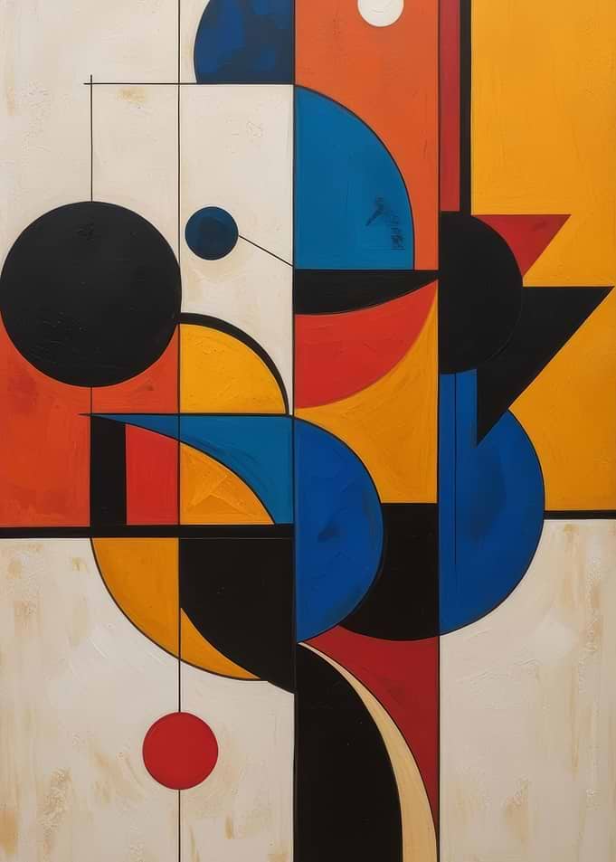 Geometric Abstract Composition with Primary Colors