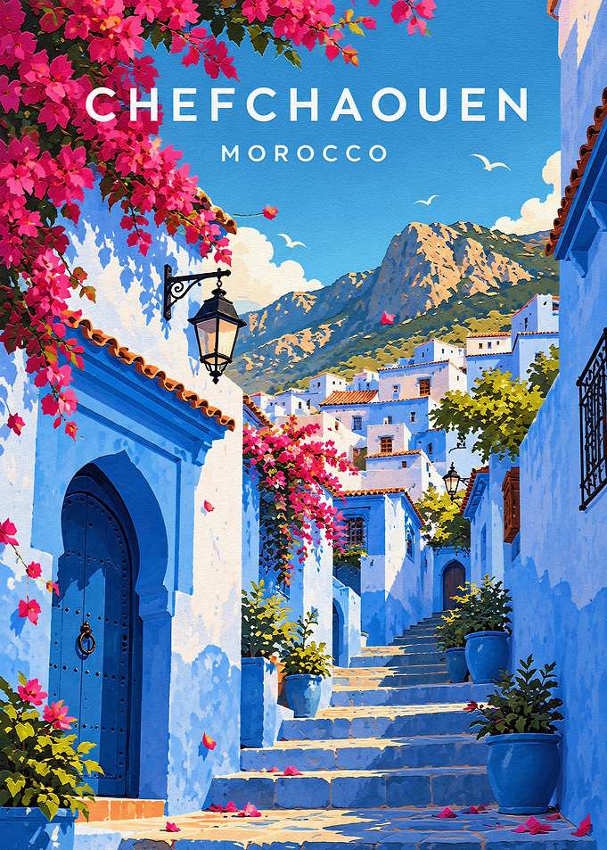 Chefchaouen Morocco Travel Poster